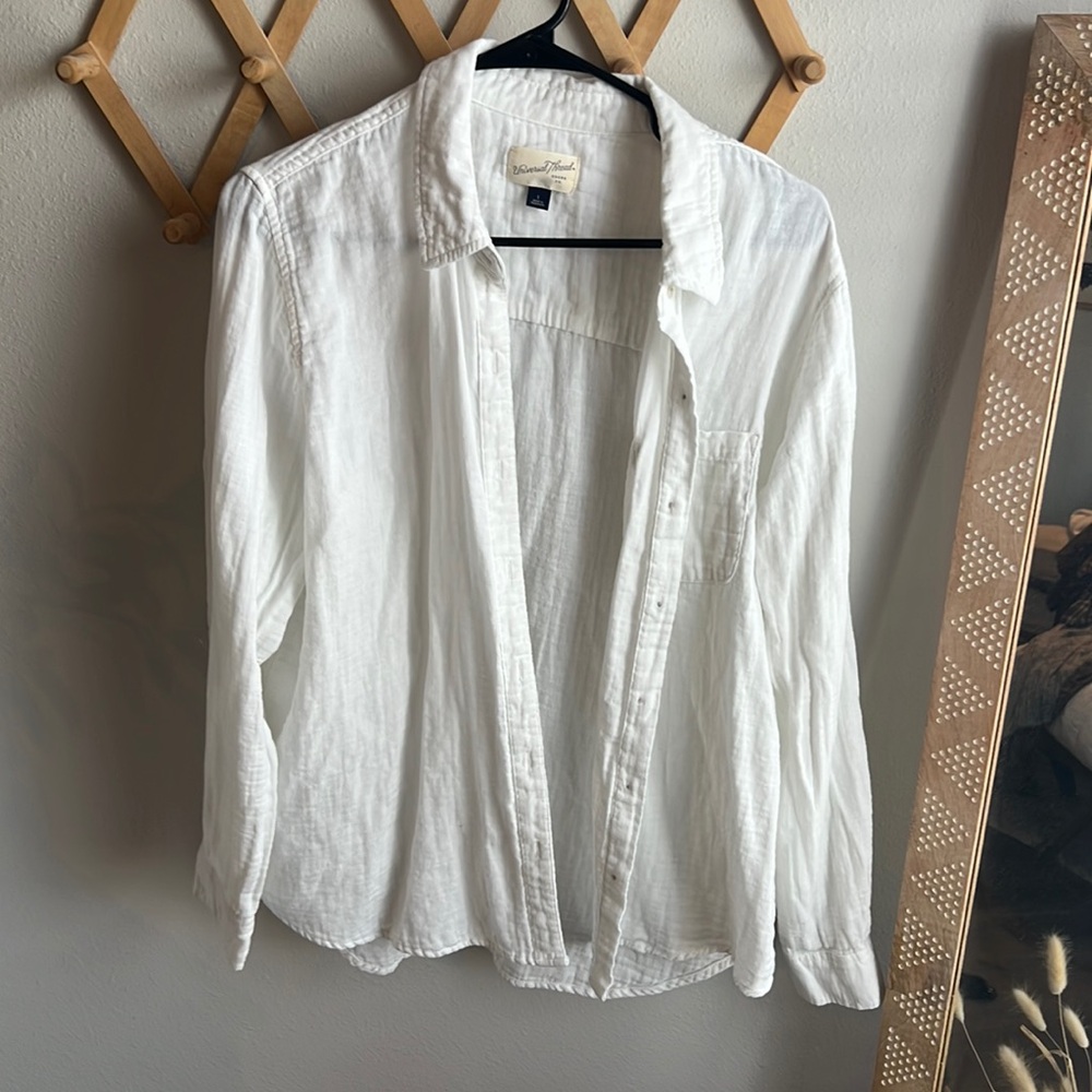 Universal Thread White Gauze Button Up